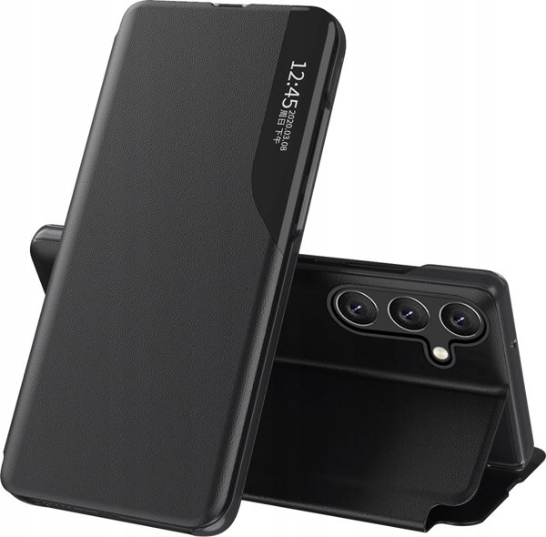 Eco Leather View Case θήκη για Samsung Galaxy S25+ με πτερύγιο στήριξης - μαύρο