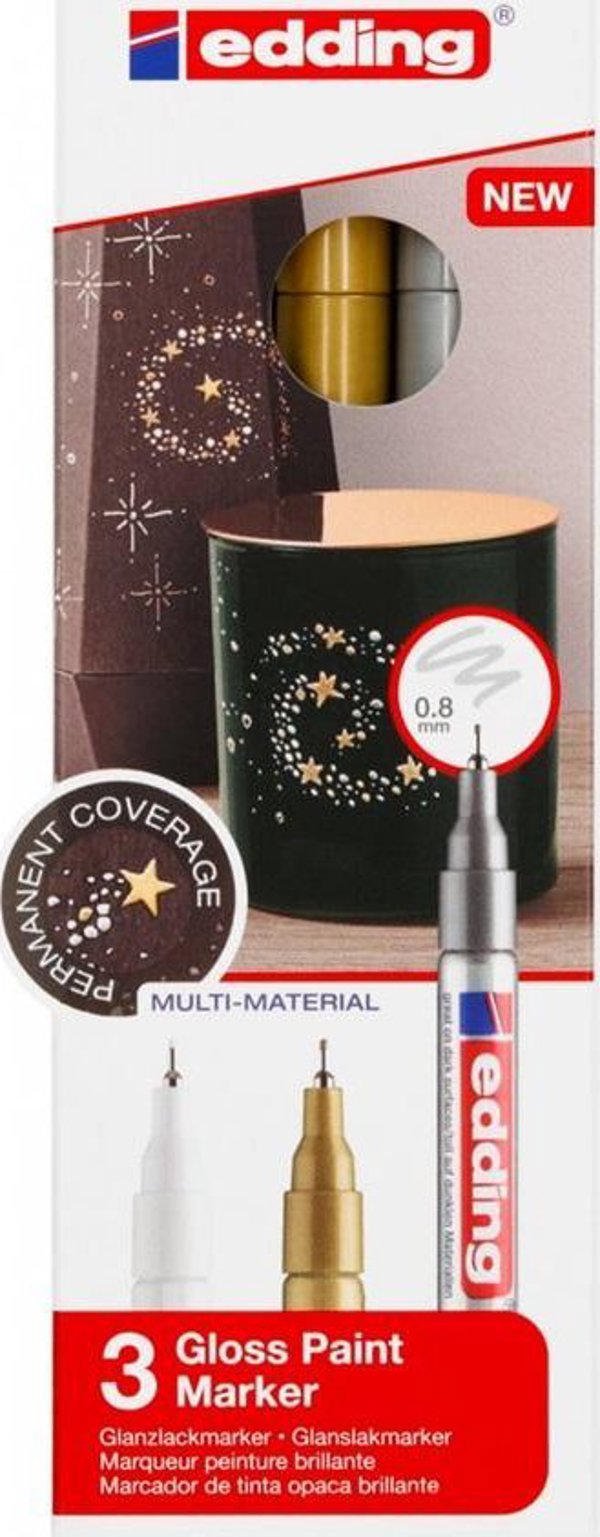Edding Μαρκαδόρος Λαδιού E-780, 0.8mm, Μεταλλικά Χρώματα, Σετ 3 Τεμαχίων