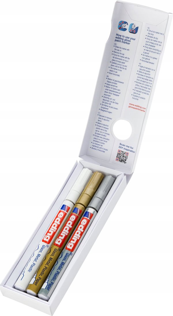 Edding Μαρκαδόρος Λαδιού E-780, 0.8mm, Μεταλλικά Χρώματα, Σετ 3 Τεμαχίων