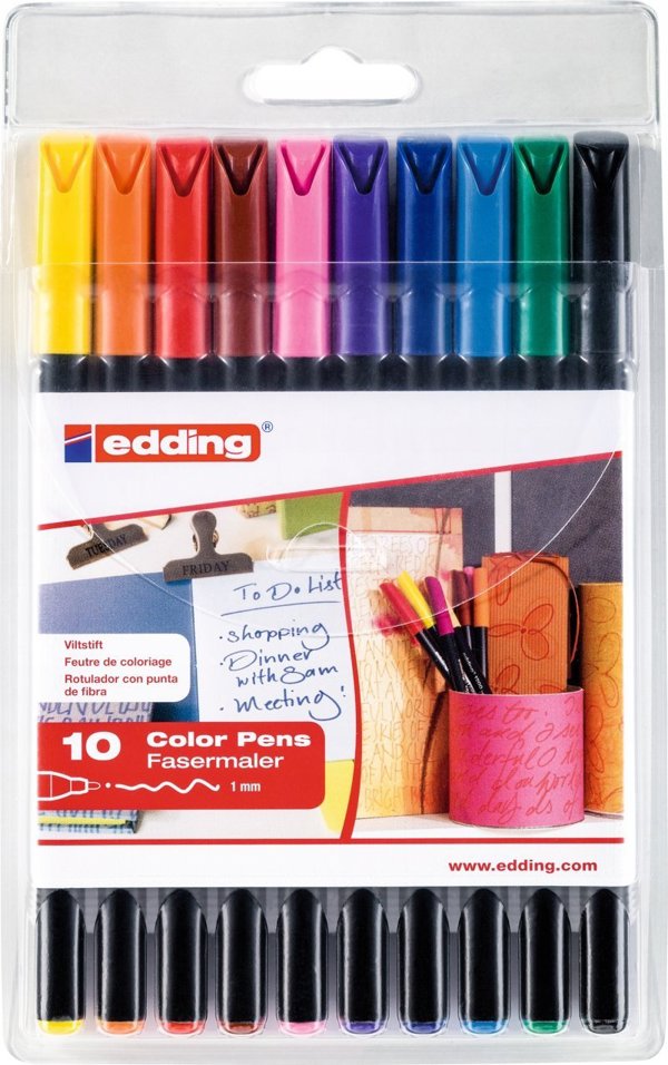 Edding Μαρκαδόρος με λεπτή άκρη e-1200 EDDING, 1 mm, 10 τεμ., κρεμαστό, μίξη χρωμάτων