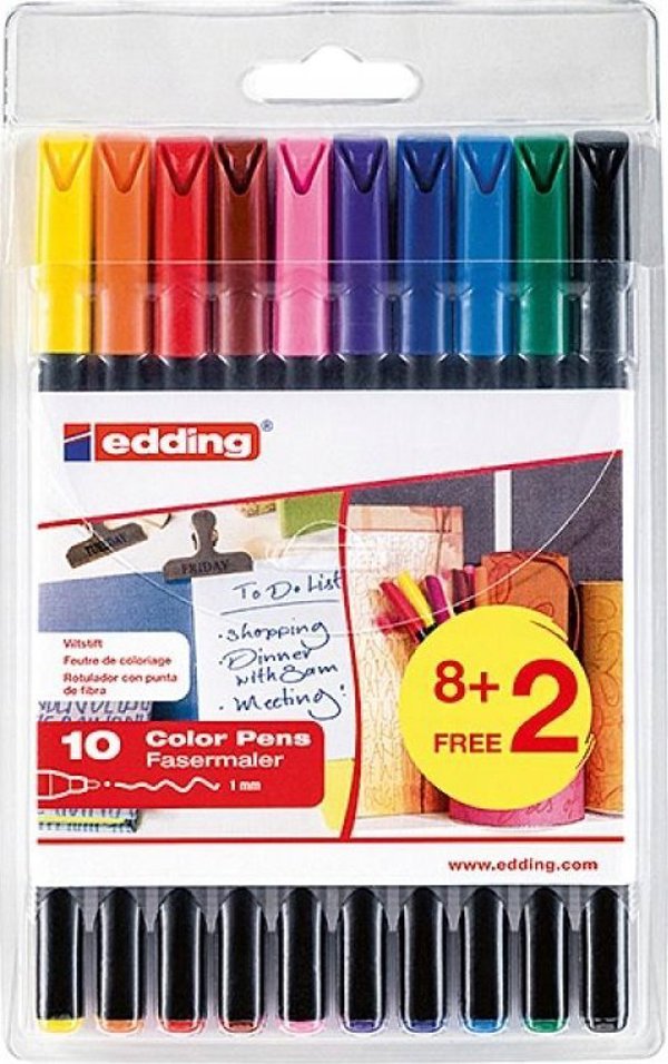 Edding Μαρκαδόρος με λεπτή άκρη e-1200 EDDING, 1 mm, 10 τεμ., κρεμαστό, μίξη χρωμάτων