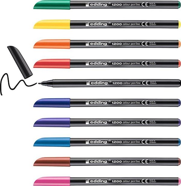 Edding Μαρκαδόρος με λεπτή άκρη e-1200 EDDING, 1 mm, 10 τεμ., κρεμαστό, μίξη χρωμάτων