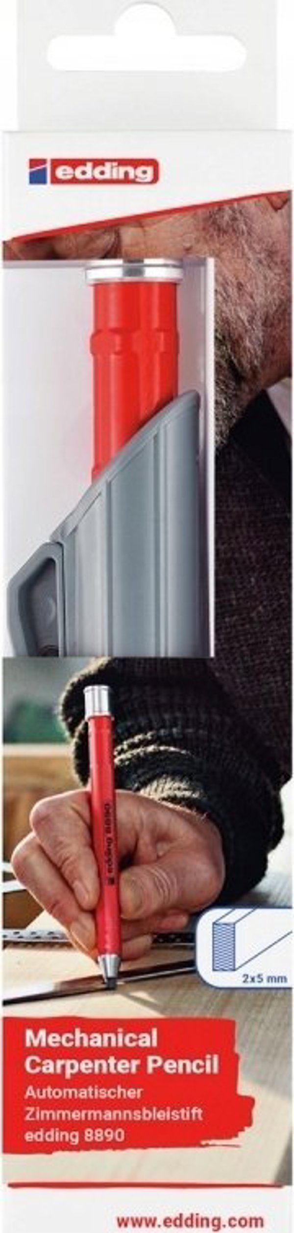 Μηχανικό Μολύβι Ξυλουργού Edding 8890, HB, Με Ανταλλακτικά, Blister