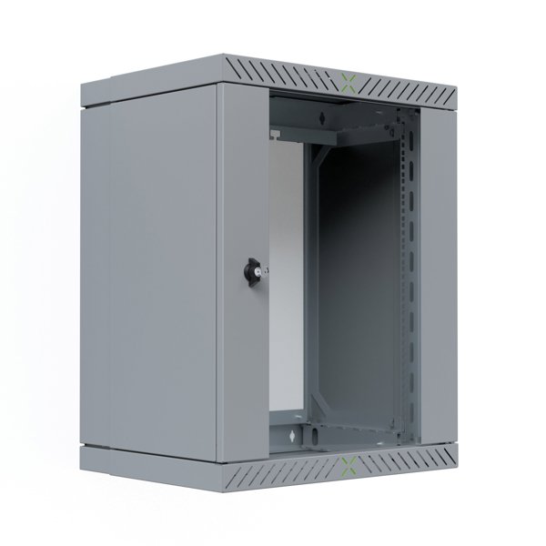 EFB 19" Wandgehäuse X-Rack mit Glastür 400-600mm 15HE grau