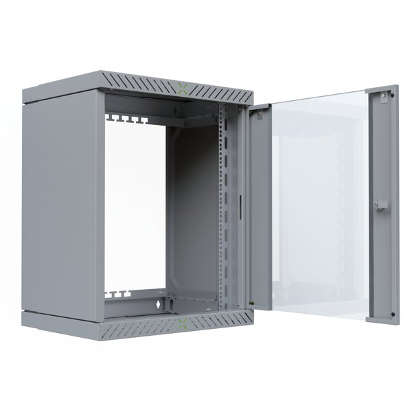 EFB 19" Wandgehäuse X-Rack mit Glastür 400-600mm 15HE grau