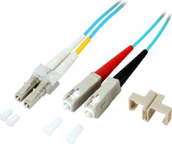 EFB LWL Καλώδιο Duplex Jumper LC-SC 50/125 OM3 1 Μέτρο LSZH χωρίς αλογόνο, ανθεκτικό στο νερό 2.0mm, ελεγμένο με πρωτόκολλο μέτρησης