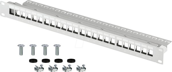 EFB EFB Verteilerfeld Patchpanel 48,26cm 19Zoll 1HE 24-Port grau ohne Keystone