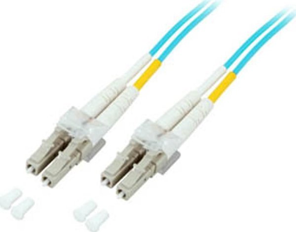 EFB EFB LWL Kabel Duplex Jumper LC-LC 50/125 OM3 10 Meter LSZH Halogenfrei aqua 2.0mm geprueft mit Messprotokoll