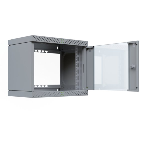 EFB 19" Wandgehäuse X-Rack mit Glastür 400-600mm 9HE grau