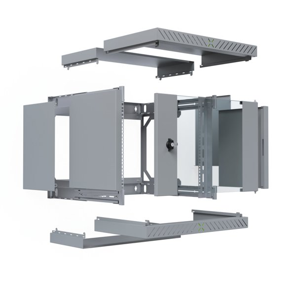 EFB 19" Wandgehäuse X-Rack mit Glastür 400-600mm 9HE grau