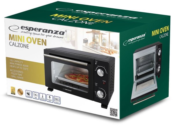 Esperanza Calzone EKO007N Μίνι Φούρνος 10L - Μαύρος