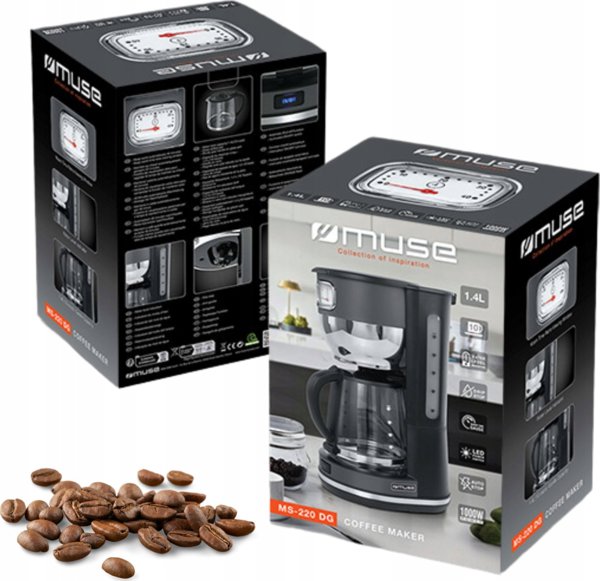 Καφετιέρα Φίλτρου Muse MS-220DG 1000W 1.25L - Μαύρη/Γκρι