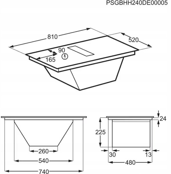 Electrolux 900 XT SensePro  platums 80 cm  melna - Iebuvejama indukcijas plits virsma ar tvaika nosuceju ECC8549 (7333394106915)