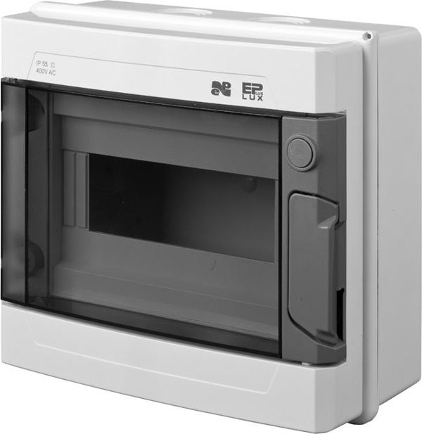 Elektro-Plast Πίνακας Διανομής EP-LUX PLUS RN 1/9, Ερμητικός, IP55, με Διαφανή Πόρτα & Μπάρες N+PE, Γκρι (1961-01)
