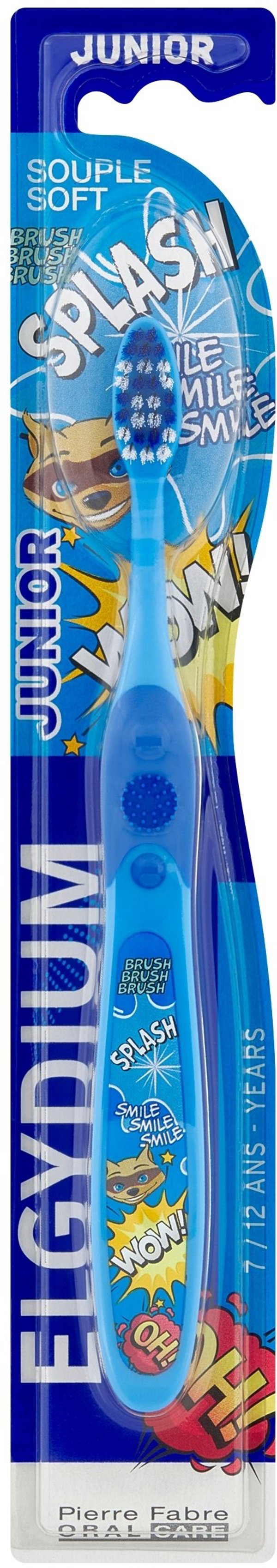 Elgydium, Junior Splash, Toothbrush, Blue Unisex