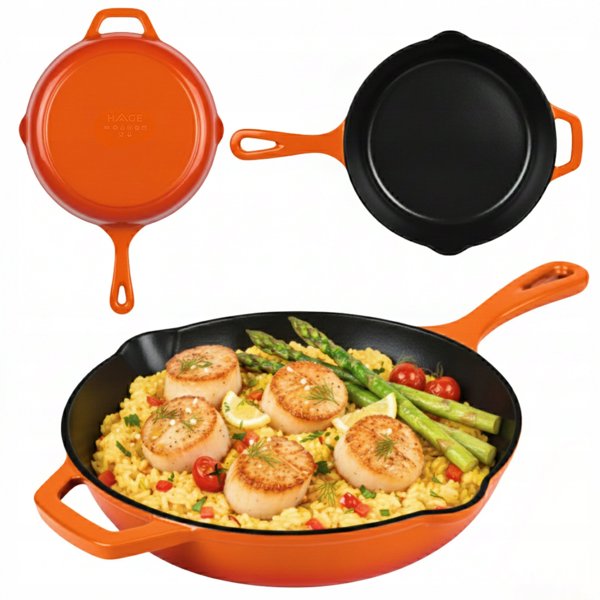 Εμαγιέ Σίδερο Τηγάνι 26cm Hage Orange