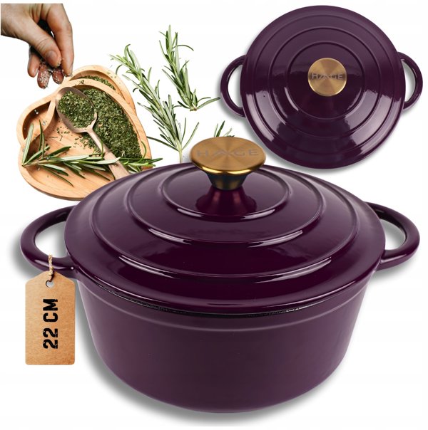 Γανί με Εμαγιέ 22cm 3L HAGE EGGPLANT