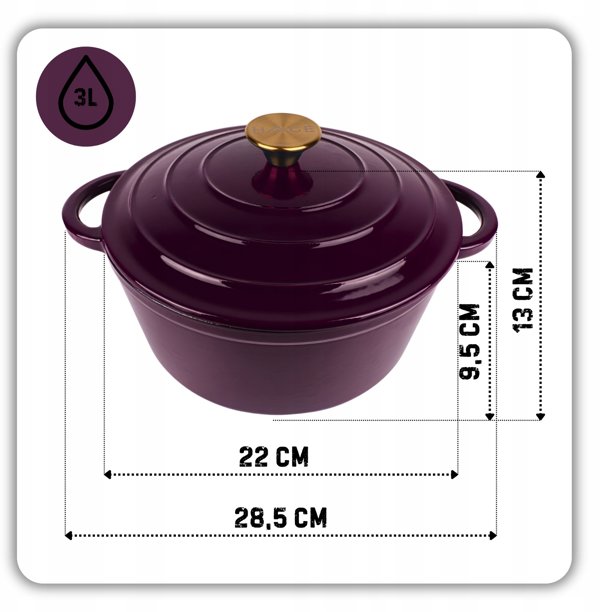 Γανί με Εμαγιέ 22cm 3L HAGE EGGPLANT