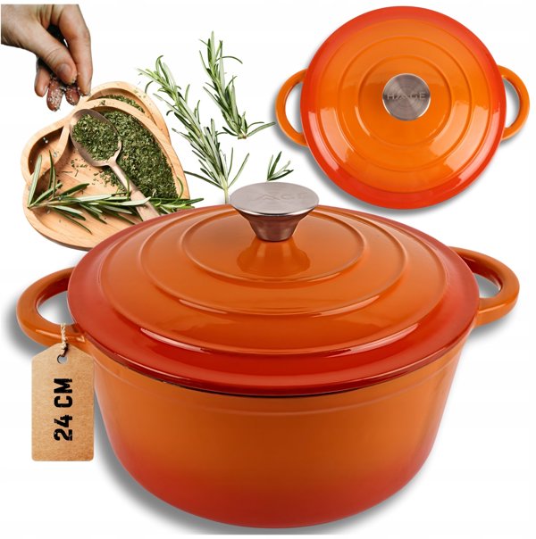 Εμαγιέ χυτοσίδηρο κατσαρολάκι 24cm 4L Hage Orange