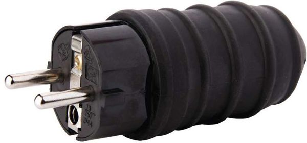 Emos Λαστιχένιο βύσμα 10/16A 250V 2P+Z IP44 μαύρο (P0050)
