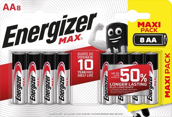 Energizer Μπαταρίες AA Max LR6 Αλκαλικές, 1.5V, 8 Τεμάχια - Συσκευασία Eco