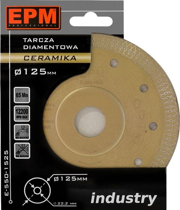 EPM Διαμαντένιος Δίσκος Κοπής Κεραμικών 115mm, Για Στεγνή & Υγρή Κοπή, Υψηλής Αντοχής
