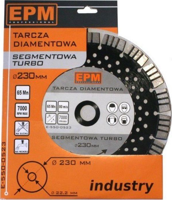 EPM Διαμαντόδισκος Turbo 230mm για Ξηρή και Υγρή Κοπή με Οπές Ψύξης 22.2mm