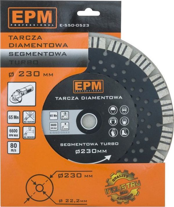 EPM Διαμαντόδισκος Turbo 230mm για Ξηρή και Υγρή Κοπή με Οπές Ψύξης 22.2mm