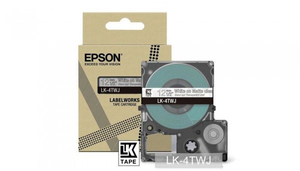 EPSON Matte Tape Clear/White 12mm 8m LK-4TWJ