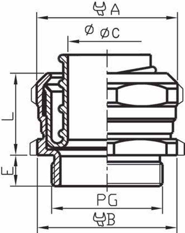 Ergom Ορειχάλκινη σφιγκτήρας καλωδίων PG29 IP66 MWO 29