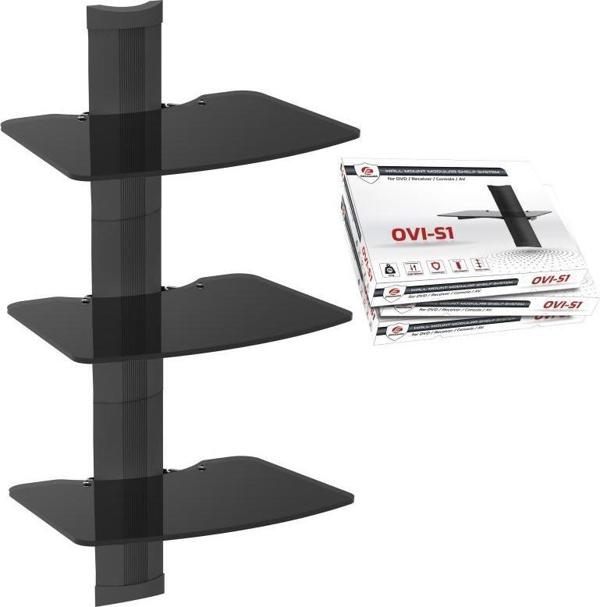 Ergosolid OVI-S3 - Ράφι ήχου/βίντεο/DVD με ανθεκτικό γυαλί υψηλής ποιότητας