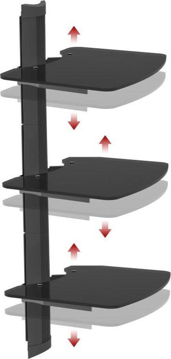 Ergosolid OVI-S3 - Ράφι ήχου/βίντεο/DVD με ανθεκτικό γυαλί υψηλής ποιότητας