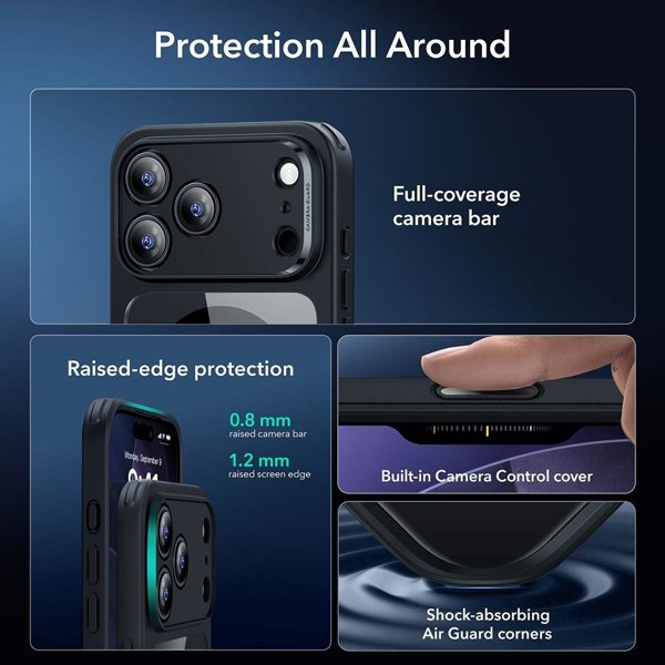 ESR CLASSIC HYBRID MAGSAFE & TEMPERED GLASS IPHONE 17 PRO CLEAR/BLACK