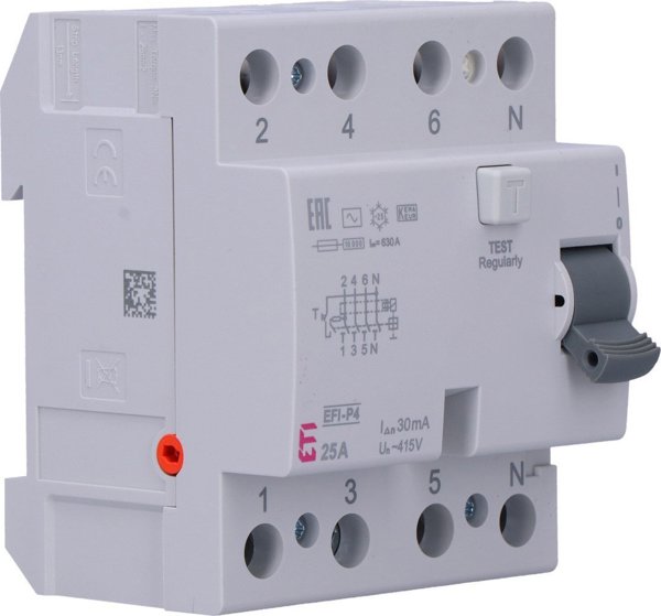 Διακόπτης διαφορικού ρεύματος 4P 25A 0,03A EFI-P4 AC 25/0.03 002061611