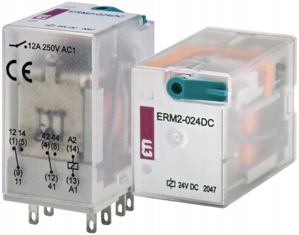 ETI Polam Ρελέ ERM2-024DC, Διπολικό 24V DC, Κωδικός 002473000