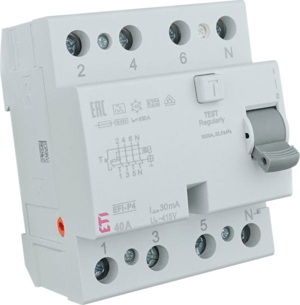 Διακόπτης διαρροής ρεύματος Eti-Polam 4P 40A 0,03A EFI-P4 A 40/0.03 002061512