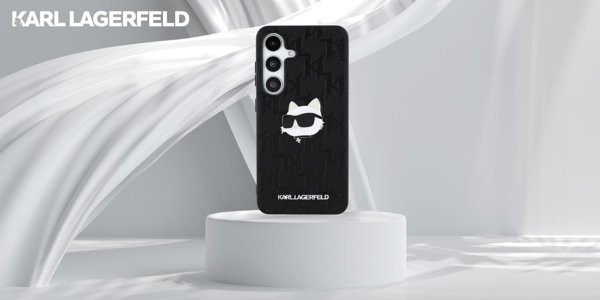 Θήκη Karl Lagerfeld Δερμάτινο Μονογράμμα Pin Logo Choupette Head Samsung Galaxy S25 μαύρο