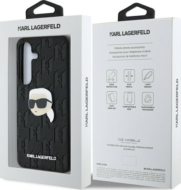 Θήκη Karl Lagerfeld Δερμάτινο Μονογράφημα Pin Logo Karl Head Samsung Galaxy S25 Plus μαύρο