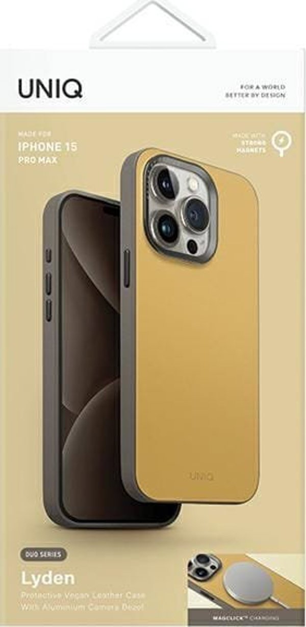 Θήκη UNIQ Lyden DS Apple iPhone 15 Pro Max Magclick Φόρτιση κίτρινο-γκρι/κίτρινο καναρινί-γκρι πυρόλιθου