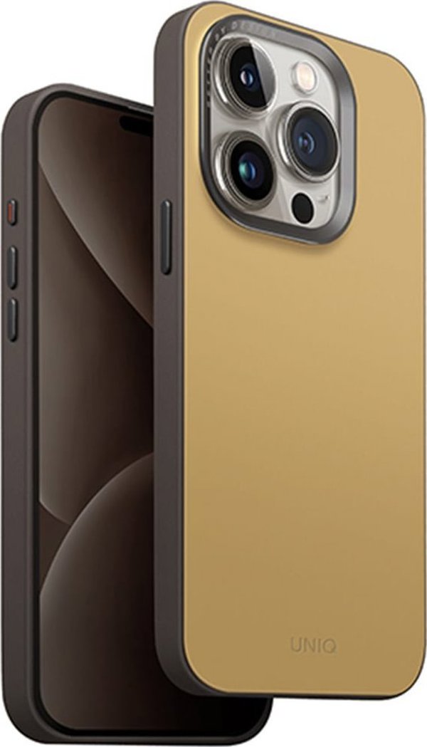 Θήκη UNIQ Lyden DS Apple iPhone 15 Pro Max Magclick Φόρτιση κίτρινο-γκρι/κίτρινο καναρινί-γκρι πυρόλιθου