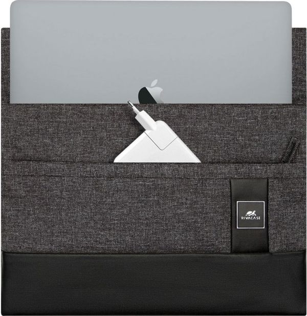 RivaCase Θήκη για MacBook Pro/Air 13" με Εξωτερική Τσέπη, Μαύρη
