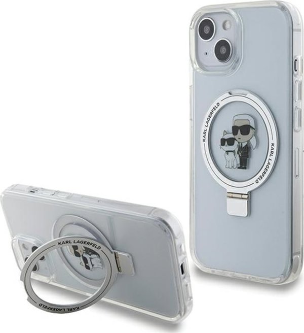Θήκη Karl Lagerfeld KLHMP15SHMRSKCH Apple iPhone 15 / 14 / 13 σκληρή θήκη με βάση δαχτυλιδιού Karl&Choupettte MagSafe λευκό