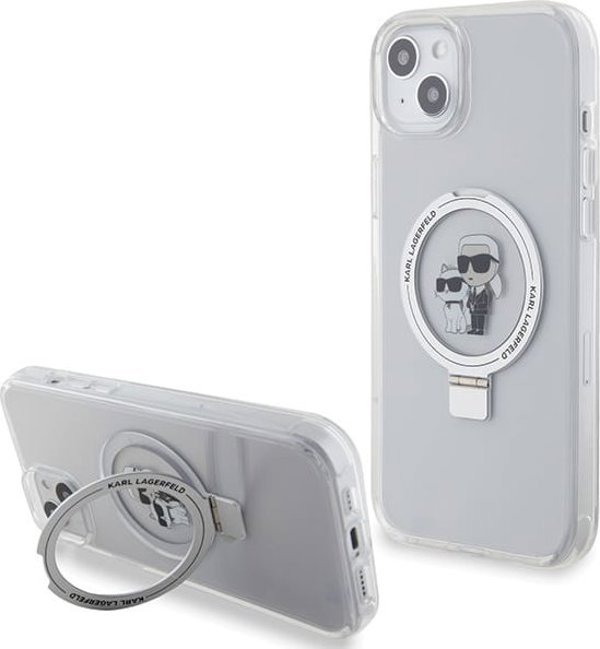 Θήκη Karl Lagerfeld KLHMP15SHMRSKCH Apple iPhone 15 / 14 / 13 σκληρή θήκη με βάση δαχτυλιδιού Karl&Choupettte MagSafe λευκό