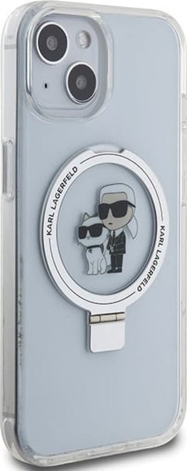 Θήκη Karl Lagerfeld KLHMP15SHMRSKCH Apple iPhone 15 / 14 / 13 σκληρή θήκη με βάση δαχτυλιδιού Karl&Choupettte MagSafe λευκό