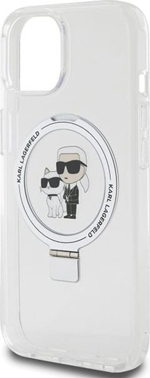 Θήκη Karl Lagerfeld KLHMP15SHMRSKCH Apple iPhone 15 / 14 / 13 σκληρή θήκη με βάση δαχτυλιδιού Karl&Choupettte MagSafe λευκό