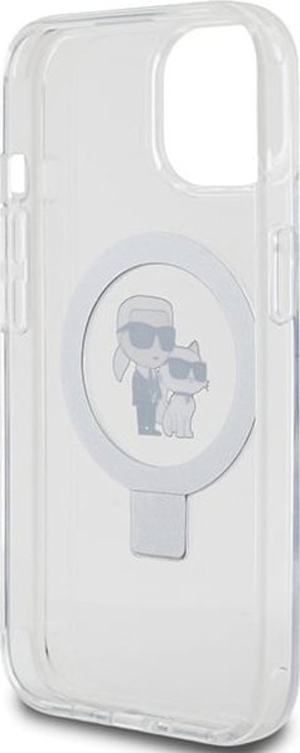 Θήκη Karl Lagerfeld KLHMP15SHMRSKCH Apple iPhone 15 / 14 / 13 σκληρή θήκη με βάση δαχτυλιδιού Karl&Choupettte MagSafe λευκό