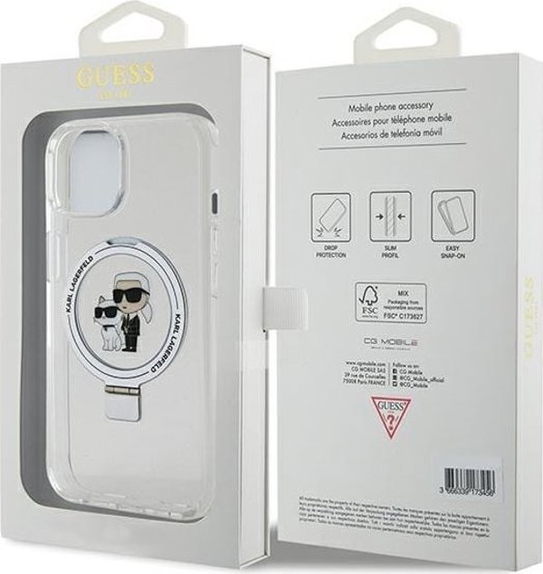Θήκη Karl Lagerfeld KLHMP15SHMRSKCH Apple iPhone 15 / 14 / 13 σκληρή θήκη με βάση δαχτυλιδιού Karl&Choupettte MagSafe λευκό