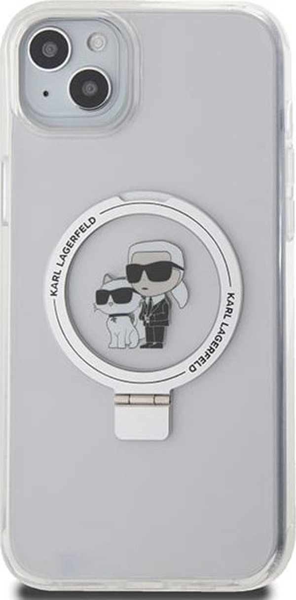 Θήκη Karl Lagerfeld KLHMP15SHMRSKCH Apple iPhone 15 / 14 / 13 σκληρή θήκη με βάση δαχτυλιδιού Karl&Choupettte MagSafe λευκό