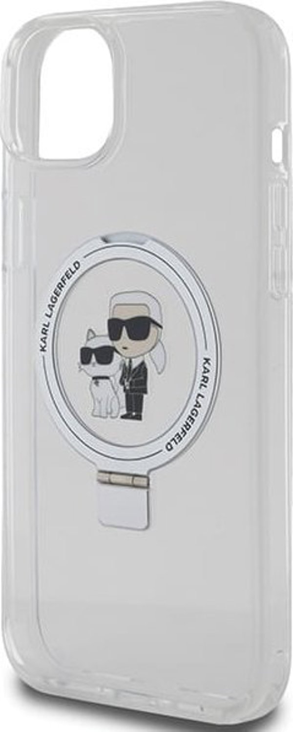 Θήκη Karl Lagerfeld KLHMP15SHMRSKCH Apple iPhone 15 / 14 / 13 σκληρή θήκη με βάση δαχτυλιδιού Karl&Choupettte MagSafe λευκό