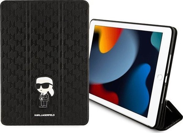 Etui na tablet Karl Lagerfeld Etui Karl Lagerfeld KLFC10SAKHPKK Apple iPad 10.2 2019/2020/2021 (7., 8. i 9. generacji) czarny/black Saffiano Monogram Ikonik Magnet Allover